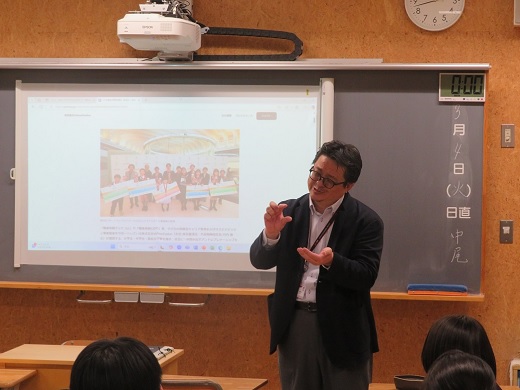 田端中学校でのワークショップの様子
