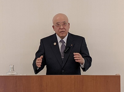 講演中の田川副会頭((株)JTB・取締役相談役)