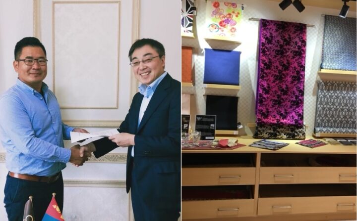 奥山 貴弘さん(右) モンゴルのショールーム
